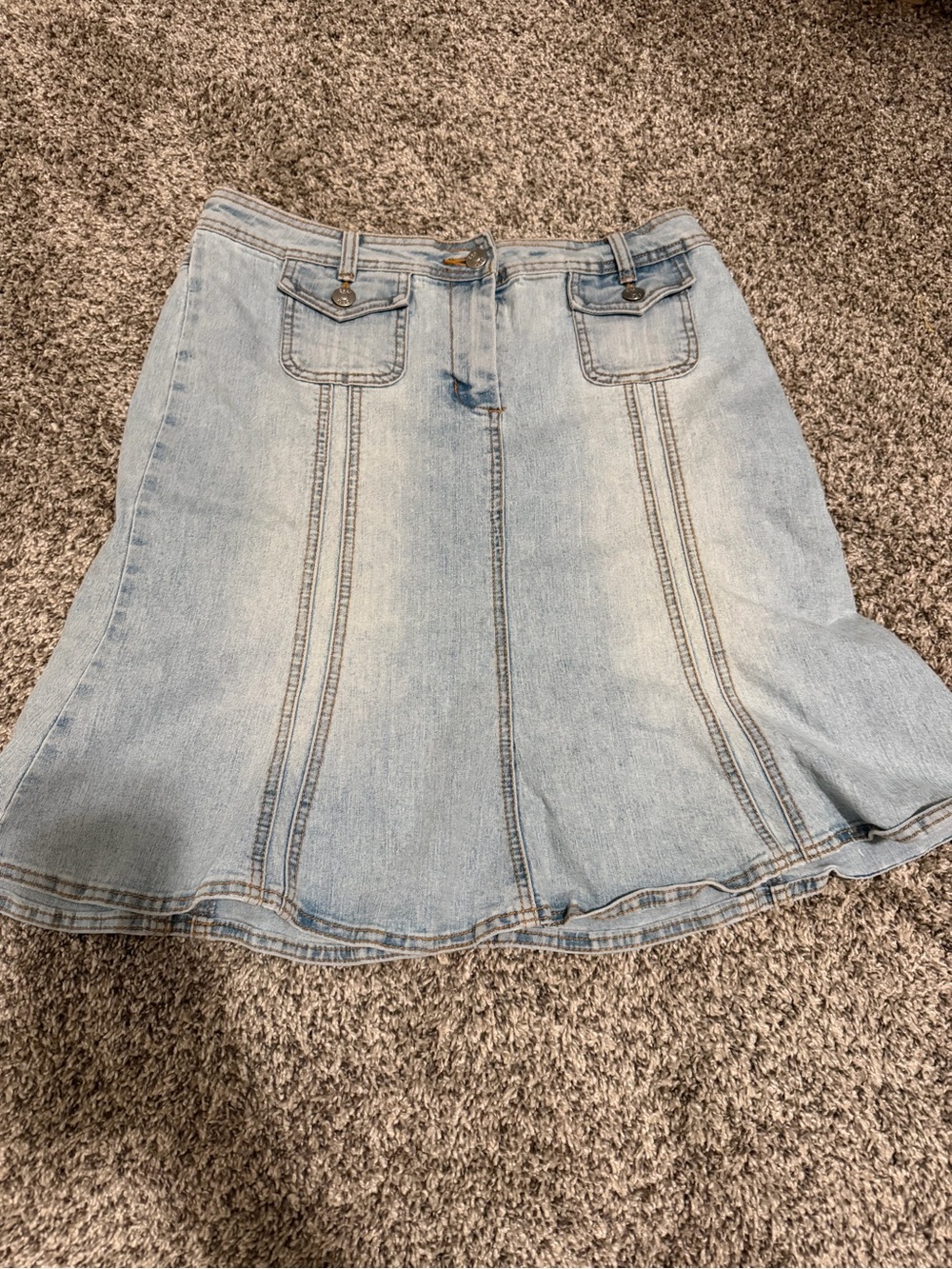 CAbi Light Wash Denim Tulip Skirt